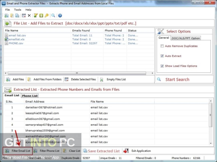 TechnoCom Email and Phone Extractor Files Free Download
