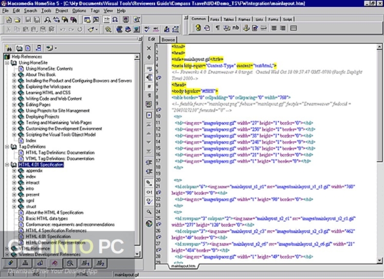 Allaire HomeSite Edit the HTML Free Download