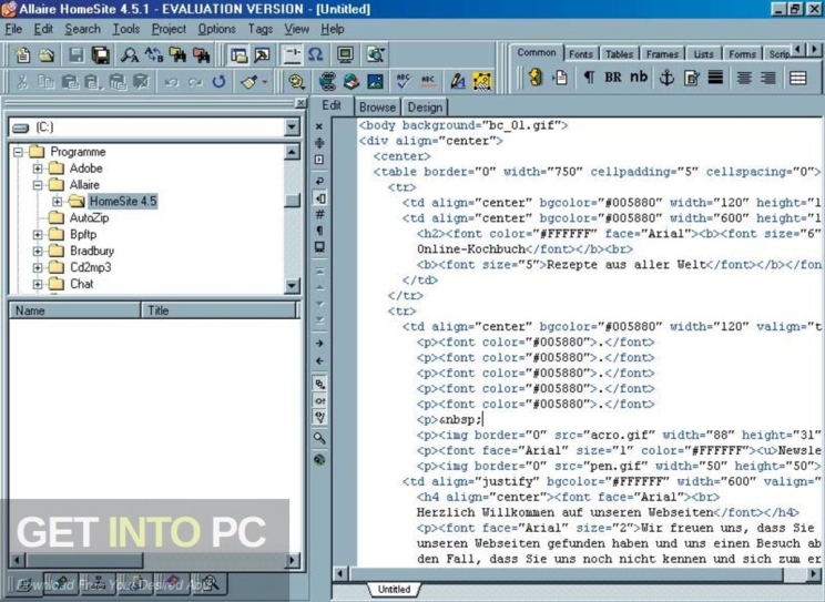 Allaire HomeSite Edit the HTML Free Download