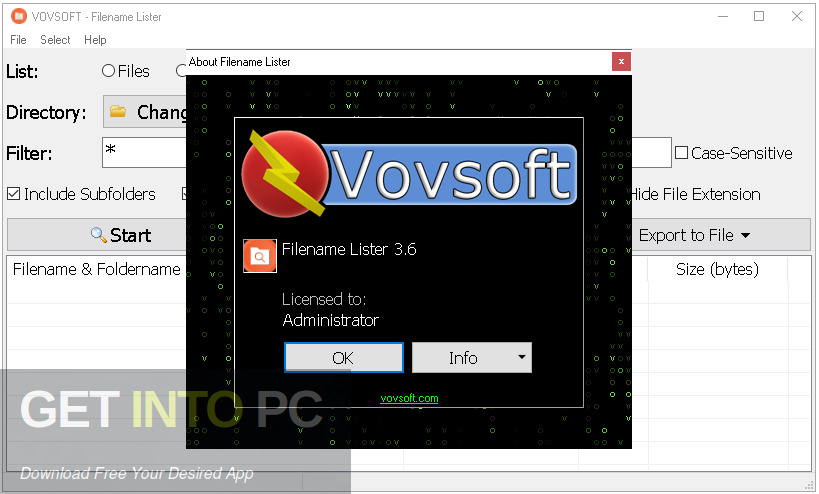 VovSoft Filename Lister Free Download