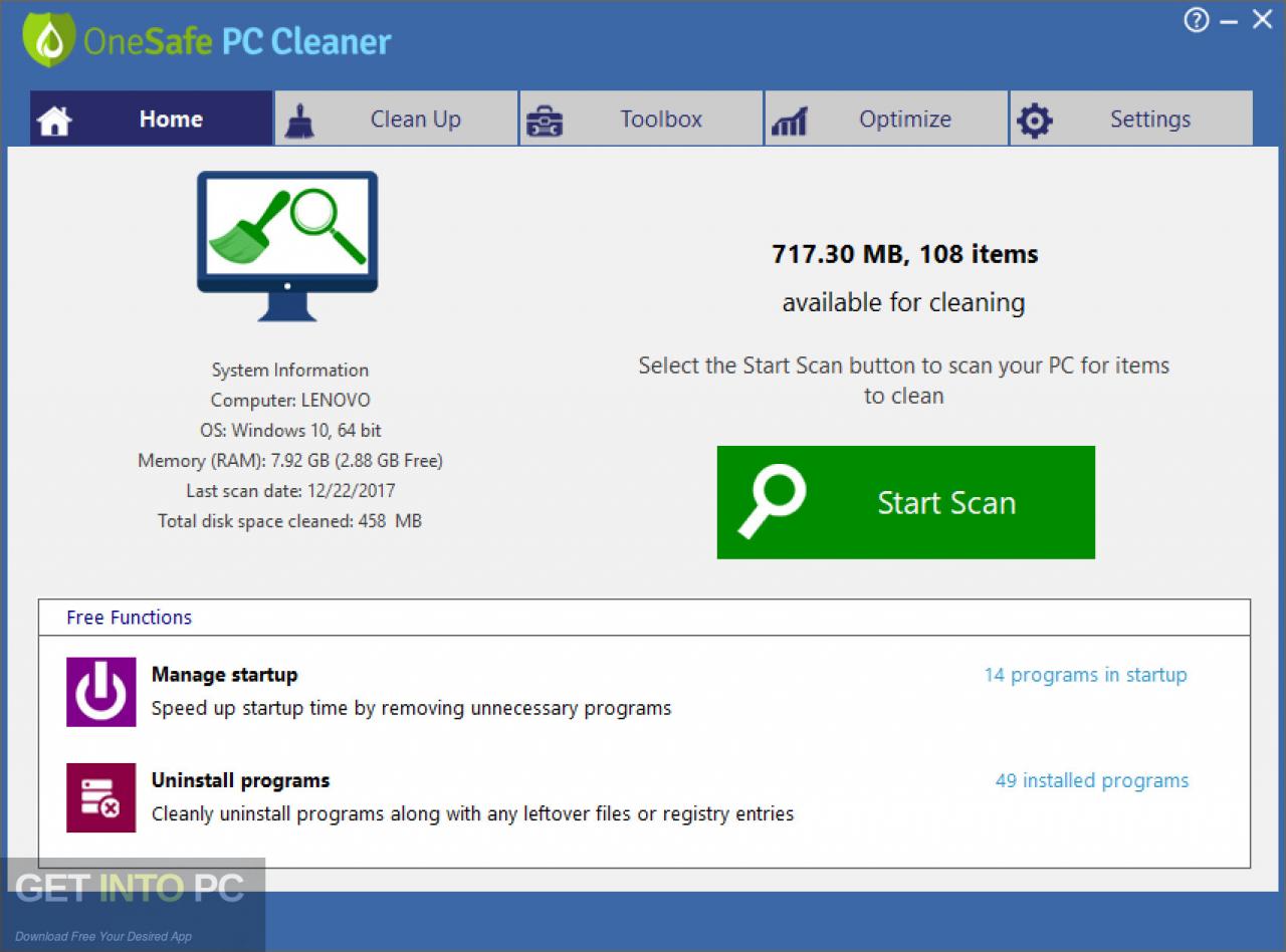 OneSafe PC Cleaner Pro 2021 Free Download