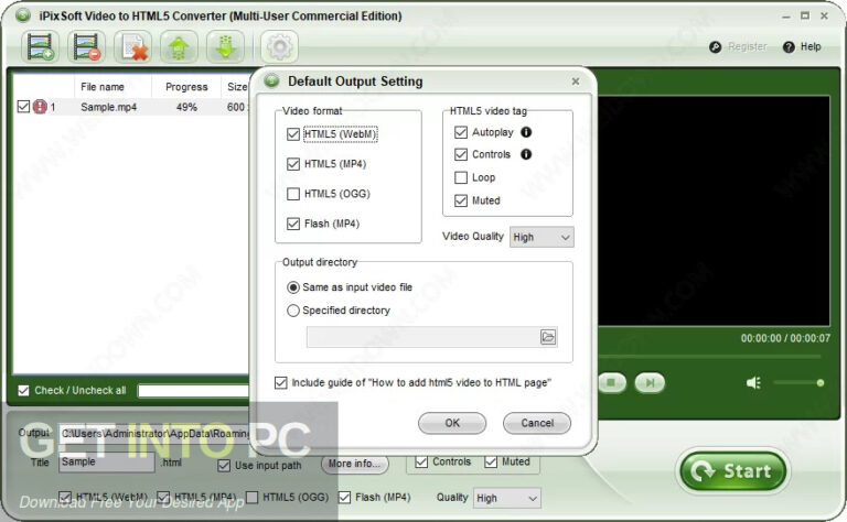 iPixSoft Video to HTML5 Converter Free Download